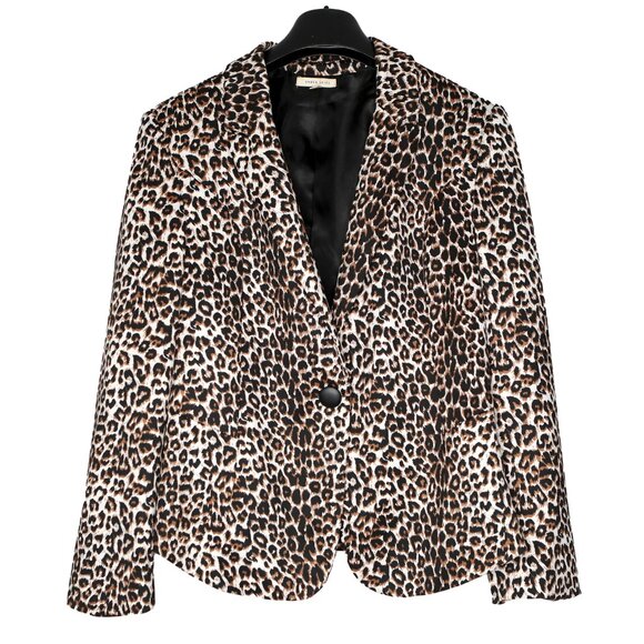 Under Skies Leopard Print Blazer Jacket Single Button Animal Print Office Casual - Picture 2 of 6
